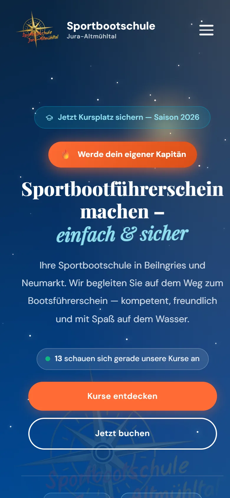 Mobile Ansicht der Website auf dem Smartphone